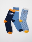 Simon De Winter Dino Crew Socks, 3-Pack, Blue product photo
