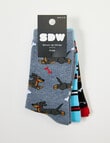 Simon De Winter Dog Crew Socks, 3-Pack, Grey product photo View 02 S