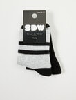 Simon De Winter Gamer Rib Quarter Crew Socks, 2-Pack, Grey product photo View 02 S