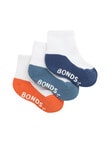 Bonds Logo Quarter Crew Socks, 3-Pack, Blue & Orange product photo View 02 S