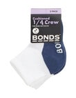 Bonds Logo Quarter Crew Socks, 3-Pack, Blue & Orange product photo View 03 S