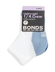 Bonds Logo Lights Quarter Crew Socks, 3-Pack, Blue & Frog product photo View 03 S