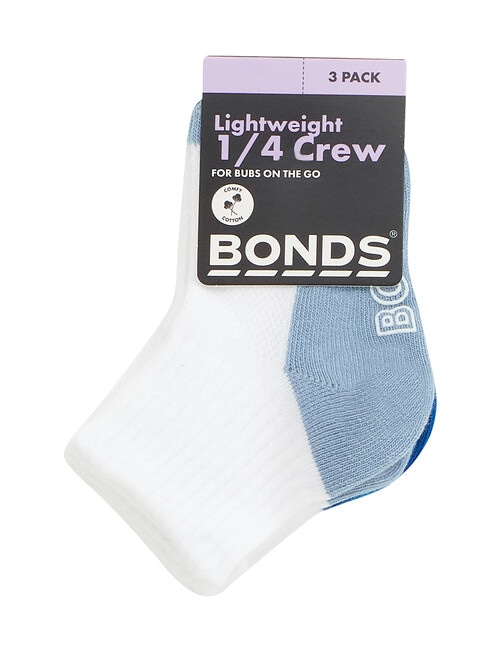 Bonds Logo Lights Quarter Crew Socks, 3-Pack, Blue & Frog product photo View 03 L