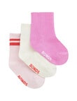 Bonds Stay Ons Crew Socks, 3-Pack, Marscapone, Blossom & Blush product photo View 02 S