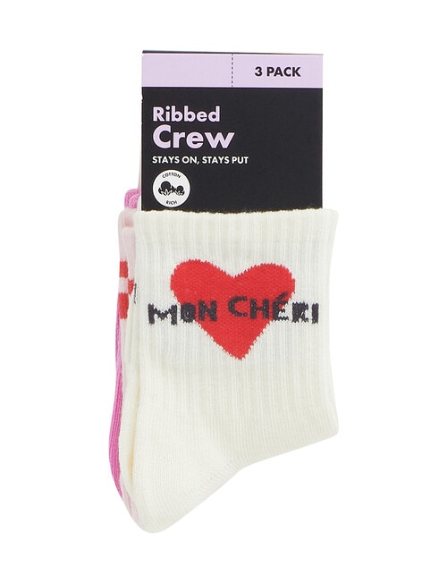 Bonds Stay Ons Crew Socks, 3-Pack, Marscapone, Blossom & Blush product photo View 03 L