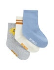 Bonds Stay Ons Crew Socks, 3-Pack, Grey Marle, Marscapone & Blue product photo View 02 S