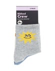 Bonds Stay Ons Crew Socks, 3-Pack, Grey Marle, Marscapone & Blue product photo View 03 S