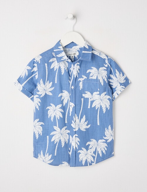 Mac & Ellie Palm Short Sleeve Shirt, Indigo product photo