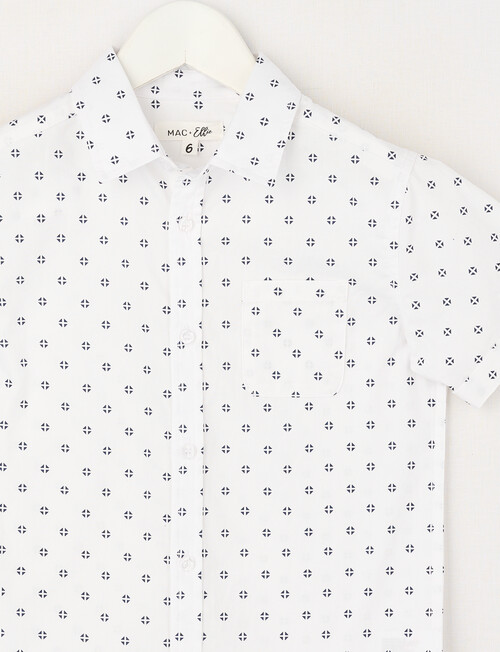 Mac & Ellie Geometric Short Sleeve Shirt, White product photo View 02 L