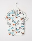 Mac & Ellie Palm Photo Short Sleeve Shirt, Milk product photo