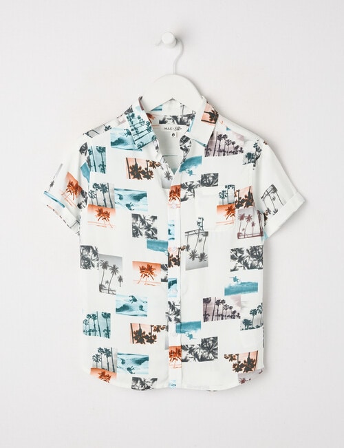 Mac & Ellie Palm Photo Short Sleeve Shirt, Milk product photo