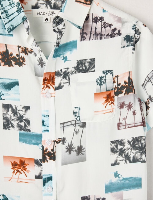 Mac & Ellie Palm Photo Short Sleeve Shirt, Milk product photo View 02 L