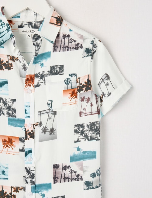 Mac & Ellie Palm Photo Short Sleeve Shirt, Milk product photo View 03 L