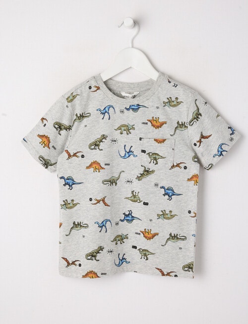 Mac & Ellie Dino All Over Print Short Sleeve Tee, Grey Marle product photo