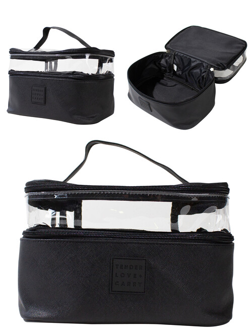 Tender Love + Carry PU Clear Top Vanity Bag, Black product photo