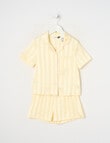 Sleep Mode Jacquard Stripe Short Sleeve Satin PJ Set, Butter, 2-8 product photo