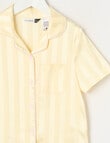 Sleep Mode Jacquard Stripe Short Sleeve Satin PJ Set, Butter, 2-8 product photo View 02 S