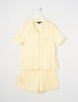 Sleep Squad Jacquard Stripe Short Sleeve Satin PJ Set, Butter, 10-16 product photo