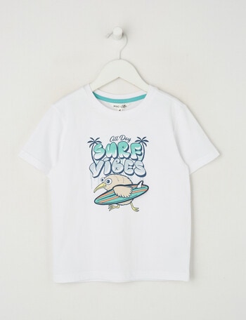 Mac & Ellie Good Vibes Kiwi Short Sleeve Tee, White product photo