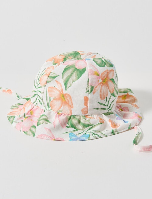 Teeny Weeny Floral 6-Panel Hat, White, Green & Pink product photo