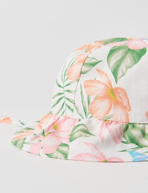 Teeny Weeny Floral 6-Panel Hat, White, Green & Pink product photo View 02 L