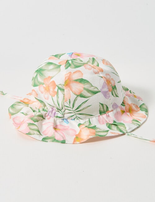 Teeny Weeny Floral 6-Panel Hat, White, Green & Pink product photo View 04 L
