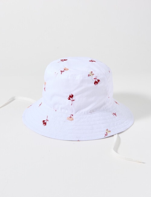 Teeny Weeny Flower Embroidery Bucket Hat, White product photo