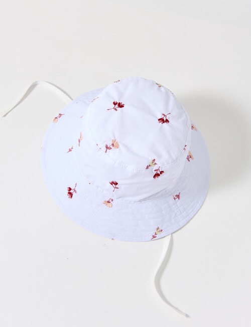 Teeny Weeny Flower Embroidery Bucket Hat, White product photo View 03 L
