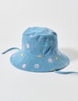 Teeny Weeny Denim Flower Embroidery Bucket Hat, Blue product photo