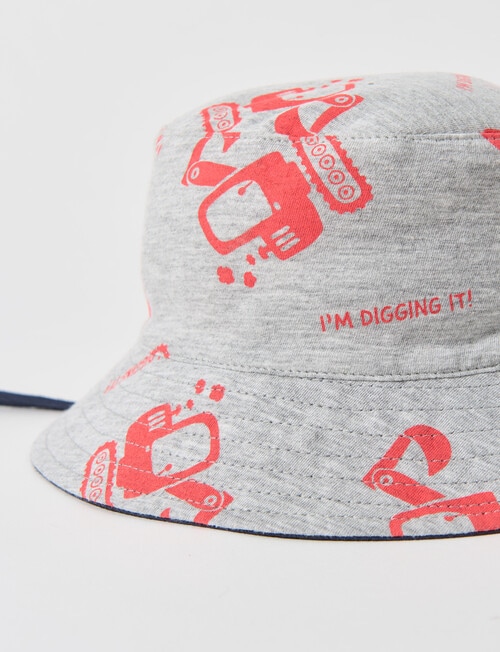 Teeny Weeny Digger Reversible Bucket Hat, Grey Marle product photo View 03 L