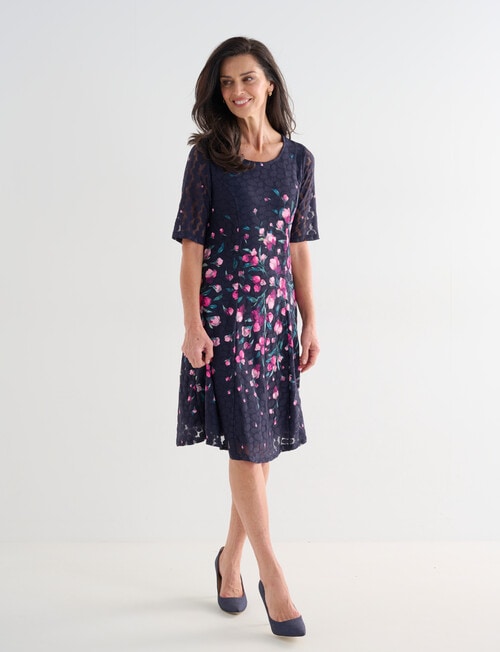 Ella J Elbow Sleeve Lace Dress, Tulip Print product photo View 03 L