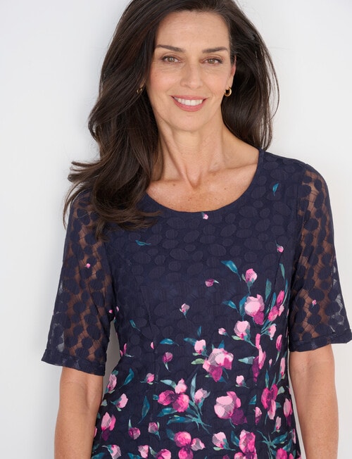 Ella J Elbow Sleeve Lace Dress, Tulip Print product photo View 04 L