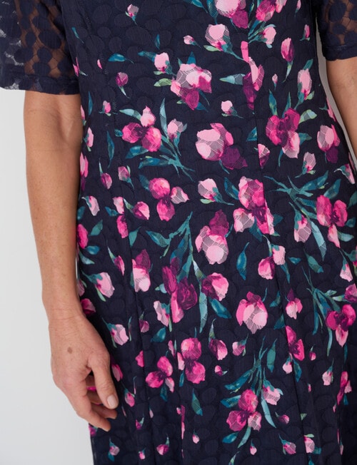 Ella J Elbow Sleeve Lace Dress, Tulip Print product photo View 05 L