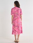 Ella J Printed Shirred Detail Dress, Pink product photo View 02 S
