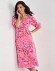 Ella J Printed Shirred Detail Dress, Pink product photo View 05 S