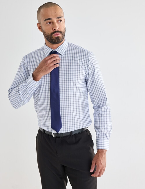 Laidlaw + Leeds Check Long Sleeve Shirt, White product photo