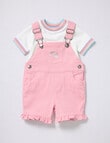 Teeny Weeny Dragon Fly Shortall & Tee, 2-Piece Set, White & Pink product photo
