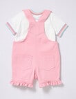 Teeny Weeny Dragon Fly Shortall & Tee, 2-Piece Set, White & Pink product photo View 02 S