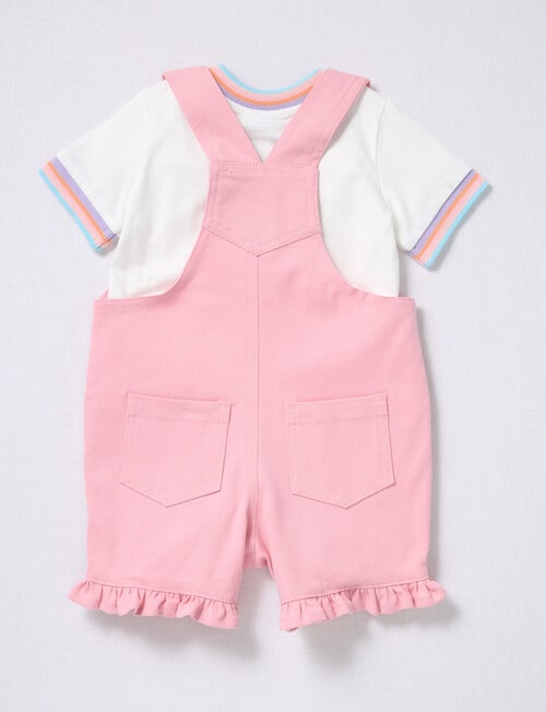 Teeny Weeny Dragon Fly Shortall & Tee, 2-Piece Set, White & Pink product photo View 02 L