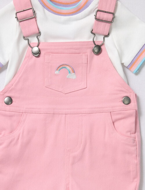 Teeny Weeny Dragon Fly Shortall & Tee, 2-Piece Set, White & Pink product photo View 03 L
