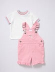 Teeny Weeny Dragon Fly Shortall & Tee, 2-Piece Set, White & Pink product photo View 04 S