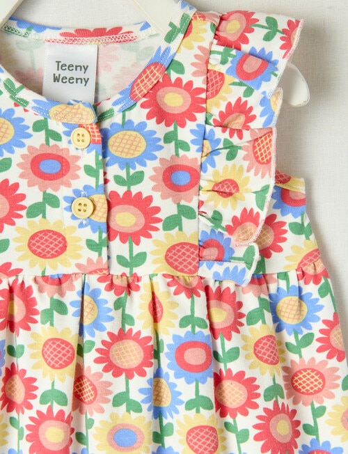 Teeny Weeny Play Time Sunflower Romper, Coral product photo View 02 L