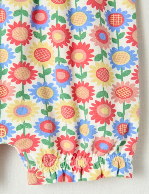 Teeny Weeny Play Time Sunflower Romper, Coral product photo View 03 L