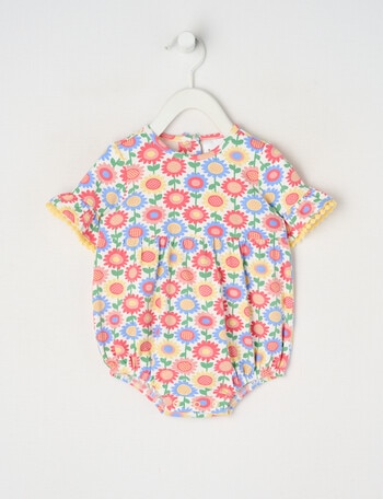 Teeny Weeny Play Time Sunflower Ballon Romper, Peach product photo