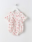 Teeny Weeny Dragon Fly Knitted Balloon Strawberry Romper, White product photo