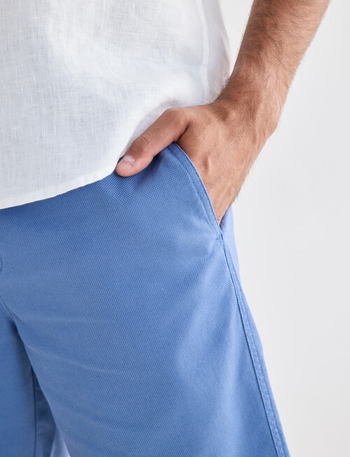 Gasoline Pique Elastic Waist Shorts, Blue product photo View 04 L