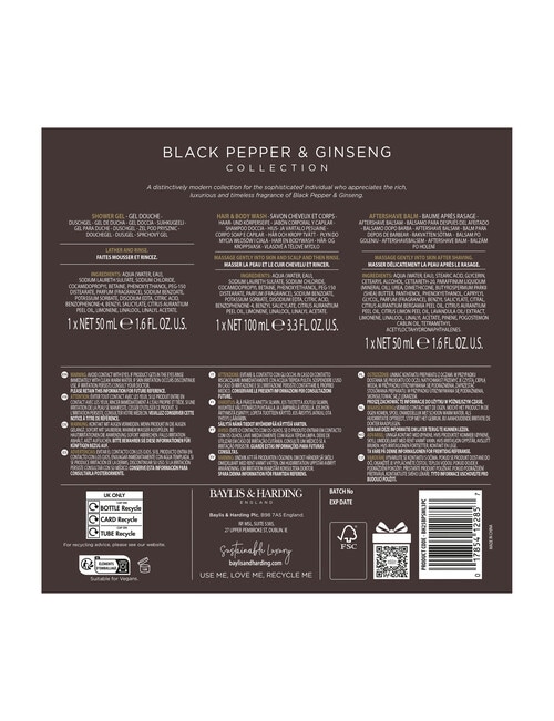 Baylis and Harding Black Pepper & Ginseng Men's Luxury Mini Trio product photo View 05 L