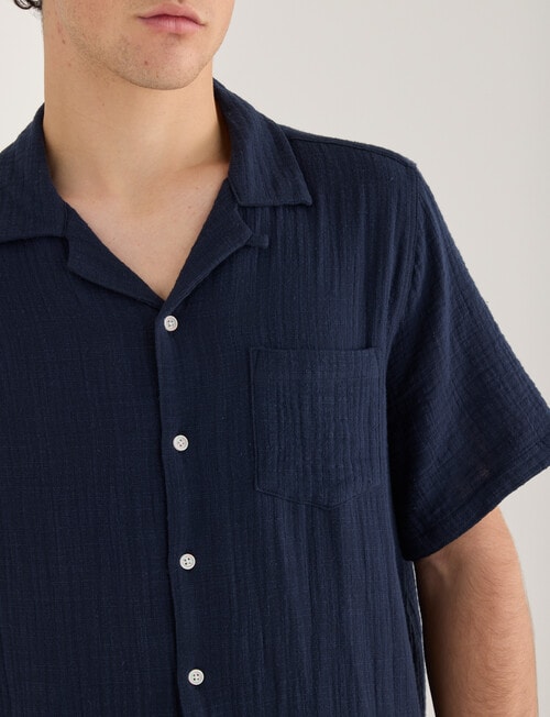 Tarnish Cuba Slub Double Layer Shirt, Navy product photo View 04 L