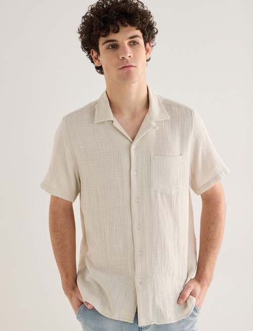 Tarnish Cuba Slub Double Layer Shirt, Bone product photo