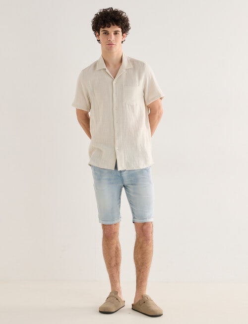 Tarnish Cuba Slub Double Layer Shirt, Bone product photo View 03 L